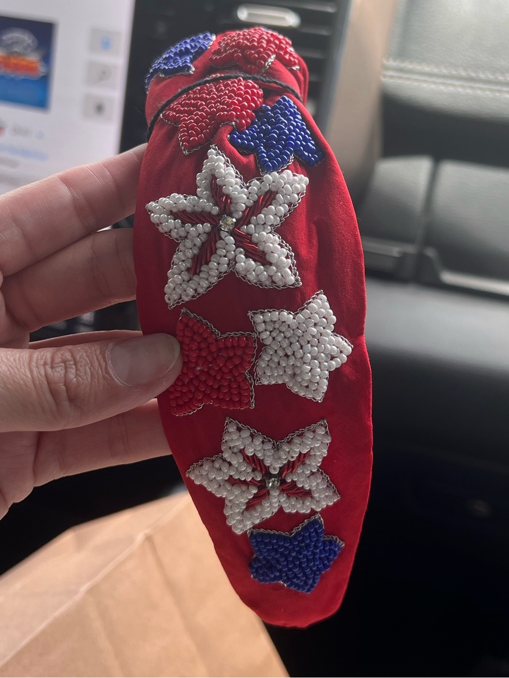 Red Beaded Floral Headband